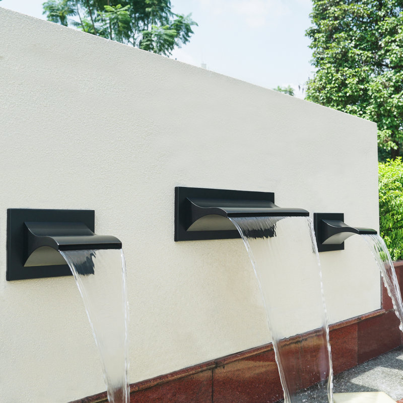 Outdoor Stainless Steel Waterfall Fountain, Black