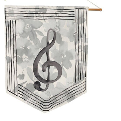  Décoration murale fanion de note de musique Treble Clef 18 x 21 po