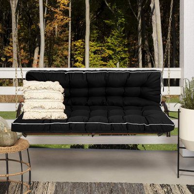 55"" Porch Swing Cushions, 3 Seats Swing Cushions For Outdoor Furniture Waterproof , Glider Cushion Replacement Thicken 4"" For Porch,Garden (Dark Blue) -  Latitude Run®, 68585788EC59457E8D70B8033AB166BE