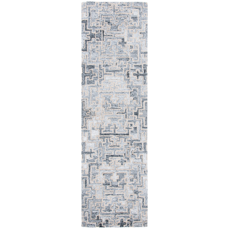 Abstract Hand Tufted Performance Abstract Rug, Runner 2'3" x 12'