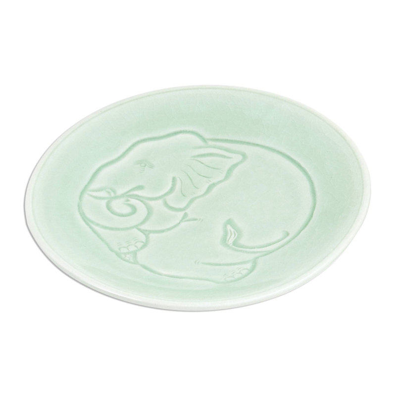 Assiette à salade en céramique Sleeping Elephant Celadon