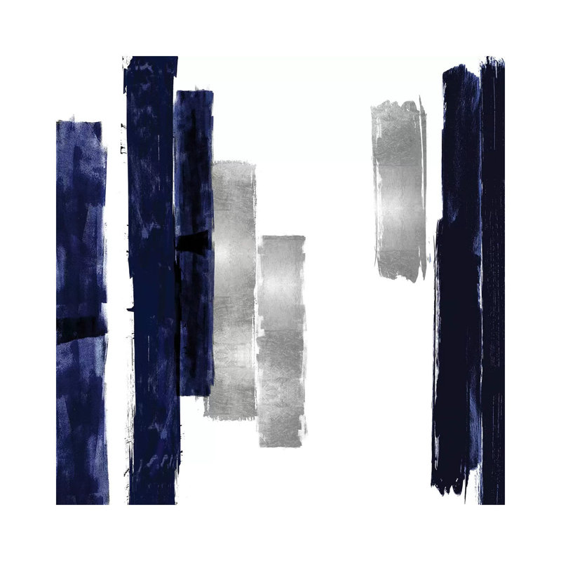 Vertical Blue And Silver I by Ellie Roberts - Wrapped Canvas Painting, 30.48 cm H x 30.48 cm W