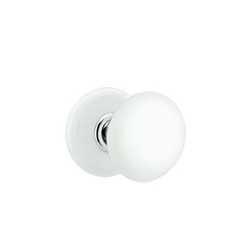 Double Dummy Ice White Knob with Porcelain Rose, Polished Chrome