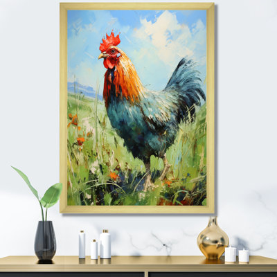 Ferme, coq, campagne, prairie I - coq, art mural