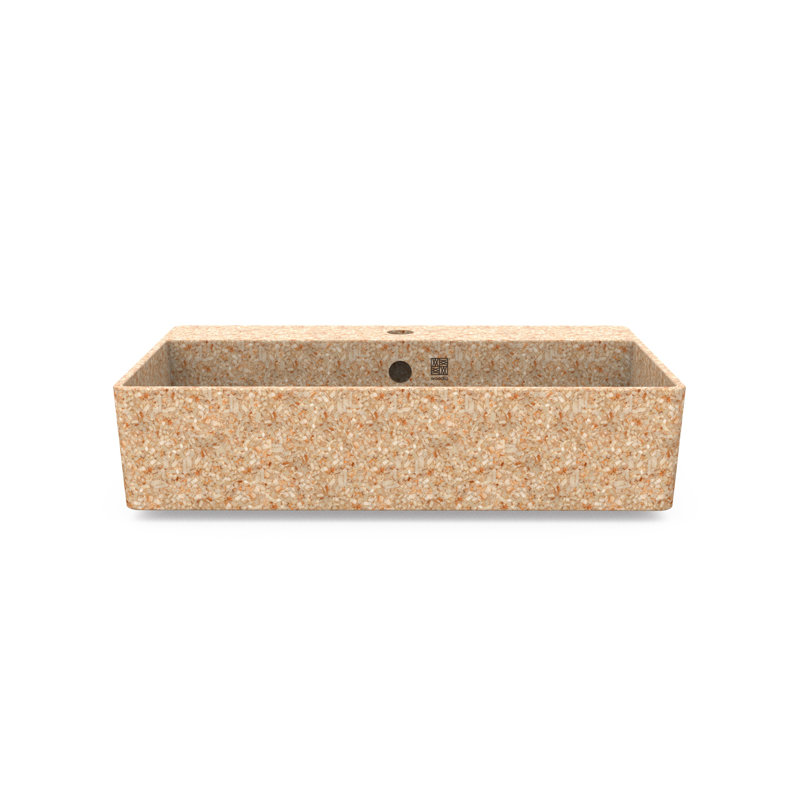 Lavabo de salle de bain vasque avec trou pour robinet Cube60, Naturel