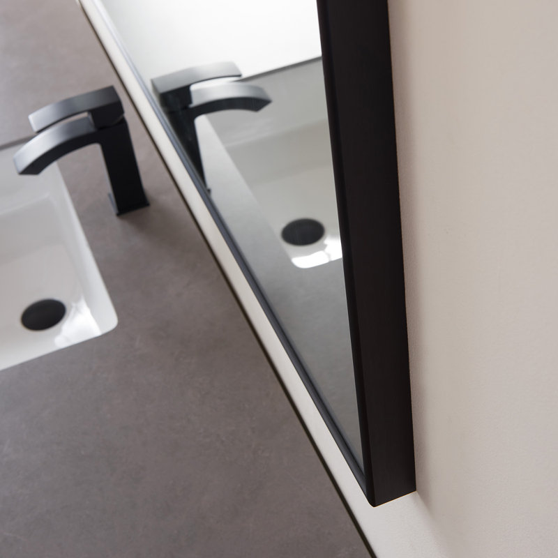 Wallace Metal Flat Wall Mirror, Matte Black, 32" x 60"