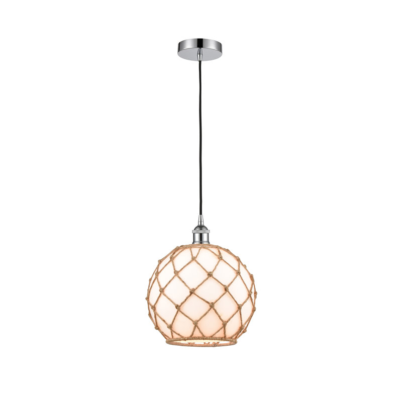 Luminaire suspendu simple à 1 lumière Larocque, Blanc / Brun, Argent foncé