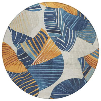 Machine Washable Indoor/Outdoor Husby ACN2220 Floral Rug