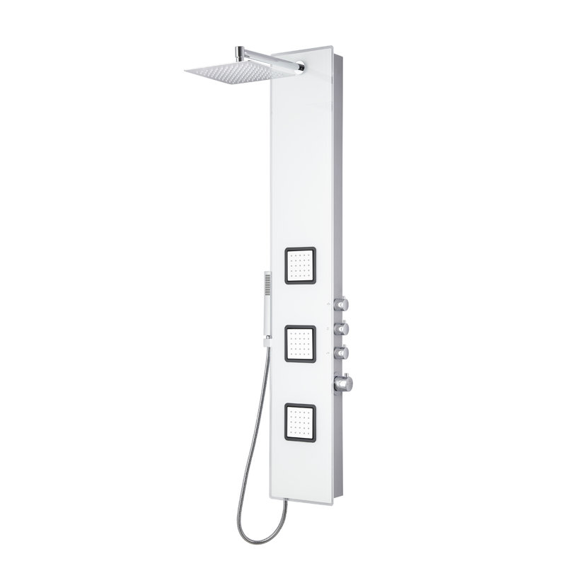 Panneau de douche thermostatique en aluminium 59 po avec pomme de douche Blue Ocean
