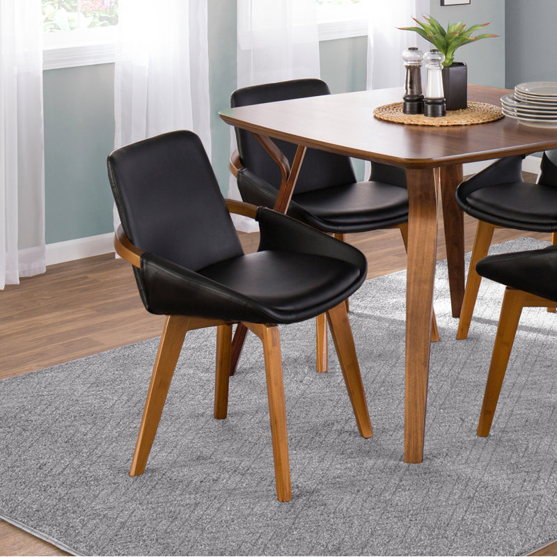 Whitacre 17'' H Faux Leather Upholstered Armchair, Black, Walnut