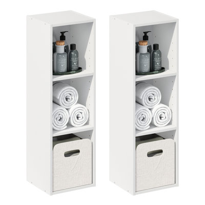 Set of 2 Closet Organizers and Storage, 3-Tier Closet Organizer, Open Shelf Closet Storage, for Wardrobe, Bedroom, Living Room, 10-Inch Width, White