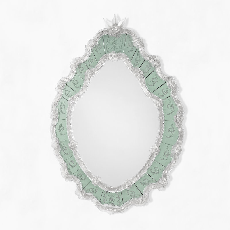 FIORI Murano Glass Mirror, Clear/Green