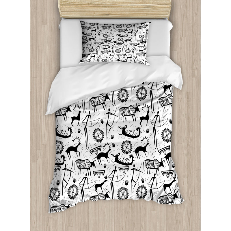 Cottage Americana Floral Duvet Cover, Bohemian, Twin Duvet Cover + 1 Sham