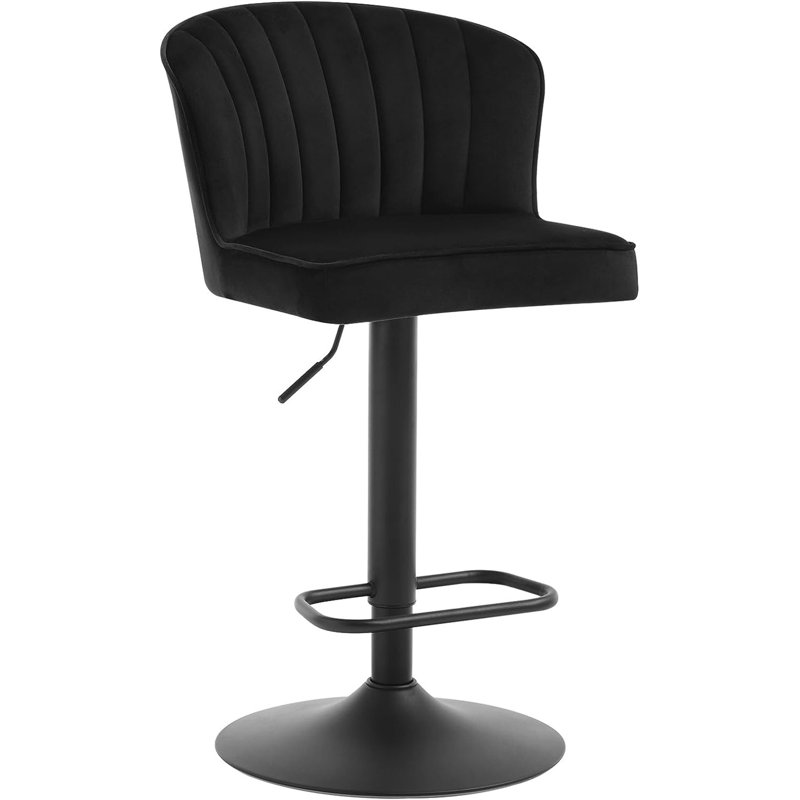 Louth Swivel Upholstered Adjustable Height Counter Stool with Metal Frame, Black
