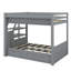 Lit superposé double avec structure transformable, marches de rangement, table de chevet et tiroirs triples
