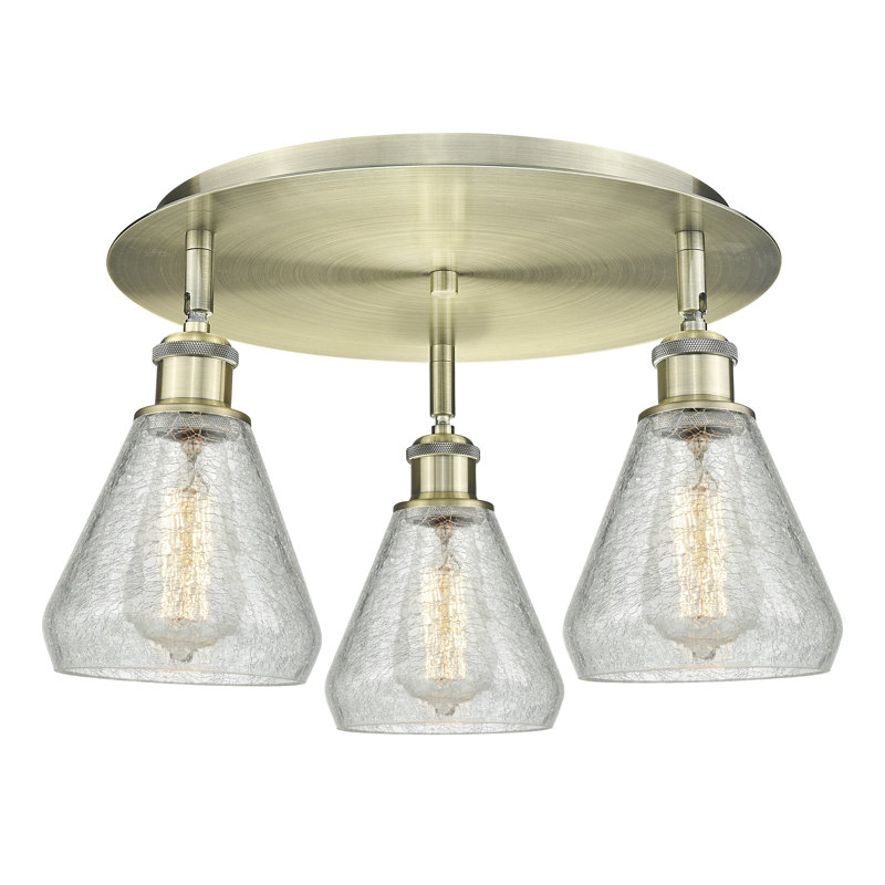 Beaonca Glass Flush Mount, Antique Brass