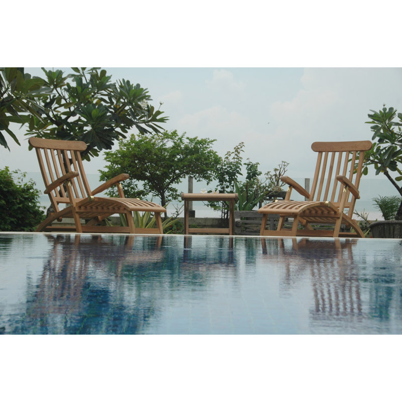 Royal Teak 3-Piece Outdoor Armchair and Stool Set