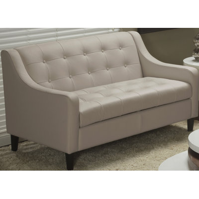 Dann 55" Genuine Leather Recessed Arm Loveseat