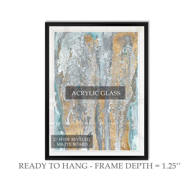 " Fjord I ", 26.5" H x 36.5" W x 1.5" D, Black Framed