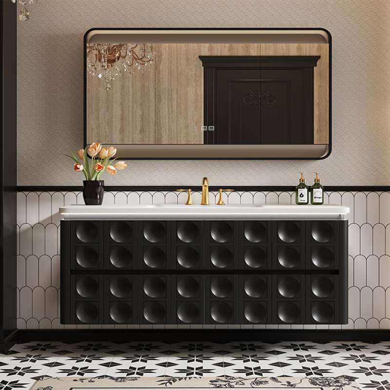 American modern style bathroom cabinet, Black, 21.65" H x 59.06" W x 21.65" D