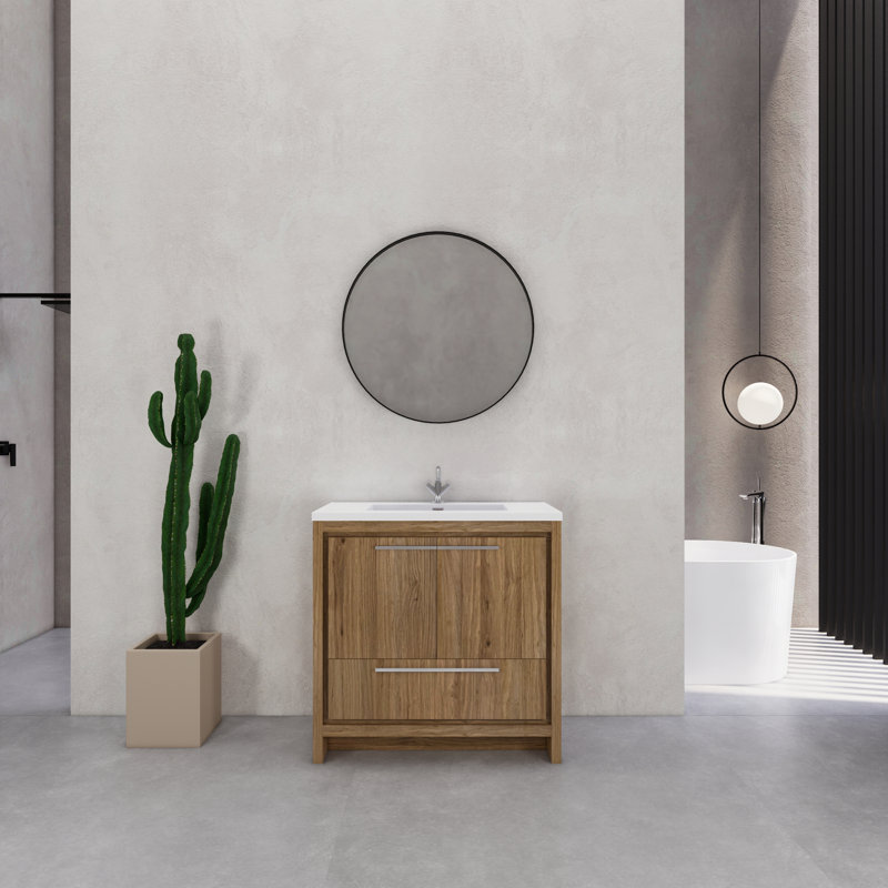 Ensemble de meuble-lavabo simple 35,5 ", Chêne
