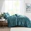 Superbe literie en velours sarcelle double / grand - 2 taies décoratives, 1 coussin, édredon luxueux lavable à la machine, lavable, coussin