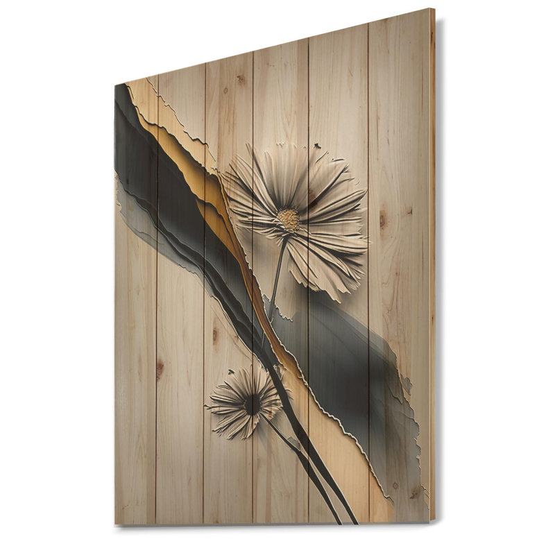 Fleurs hyperréalistes multicolores Gerbera III - impression sans cadre sur bois, H 20 po x l 12 po x P 1 po