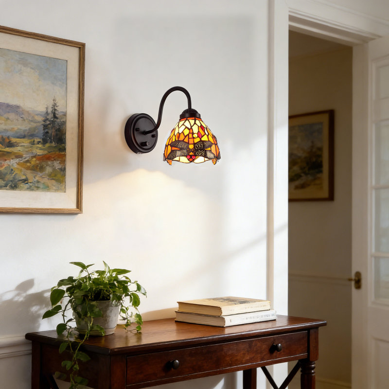 Lampe murale Tiffany, lampe murale avec interrupteur à intensité variable, applique murale avec deux voies de connexion