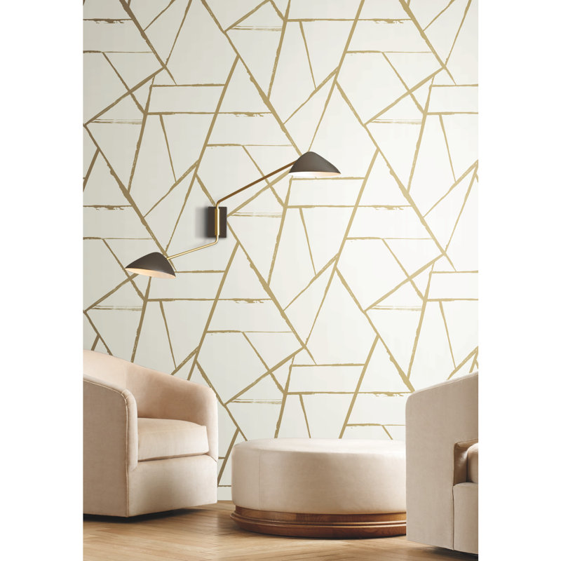 Geometric Wallpaper Double Roll, Gold Metallic