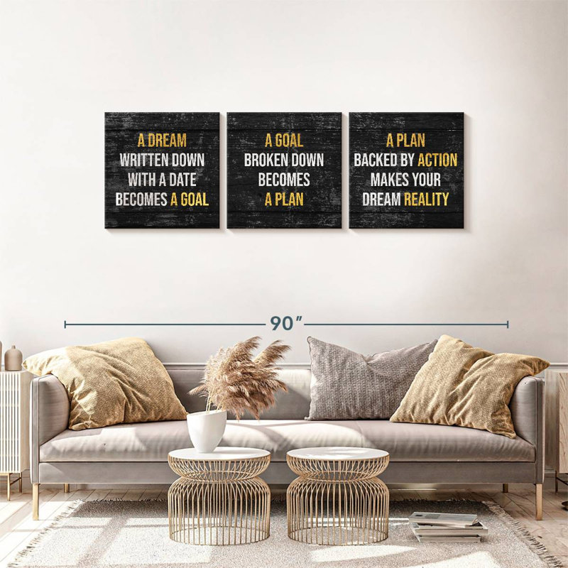 3 Piece Art Textual Art, 24" H x 74" W