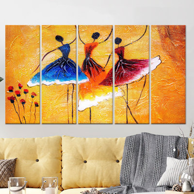 Toile imprimée: art d'une femme africaine vibrante en verre jaune, toile tendue 5P