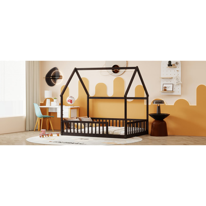 Lits sécuritaires pour lit double, structure de maison en bois de pin, chambre d'enfant de ferme