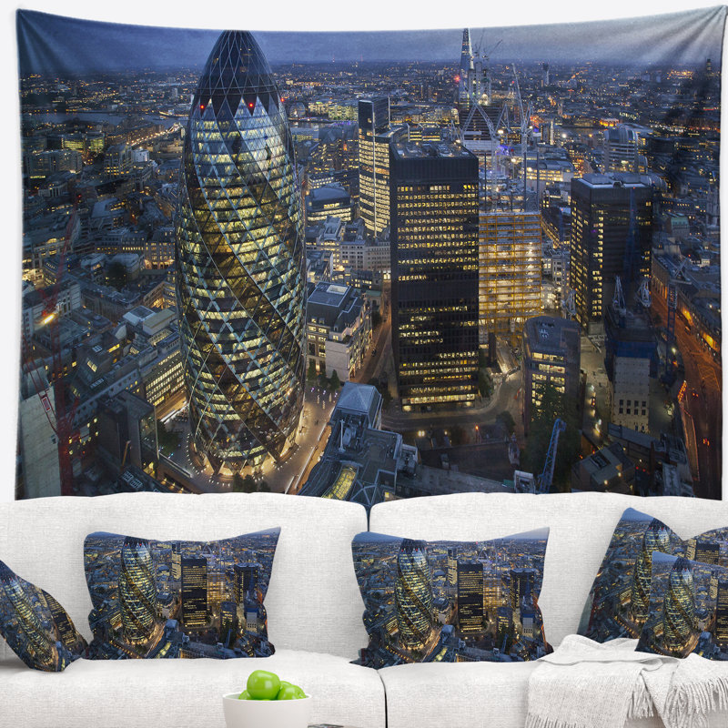Horizon de londres au coucher du soleil tapisserie, H 32 po x l 39 po