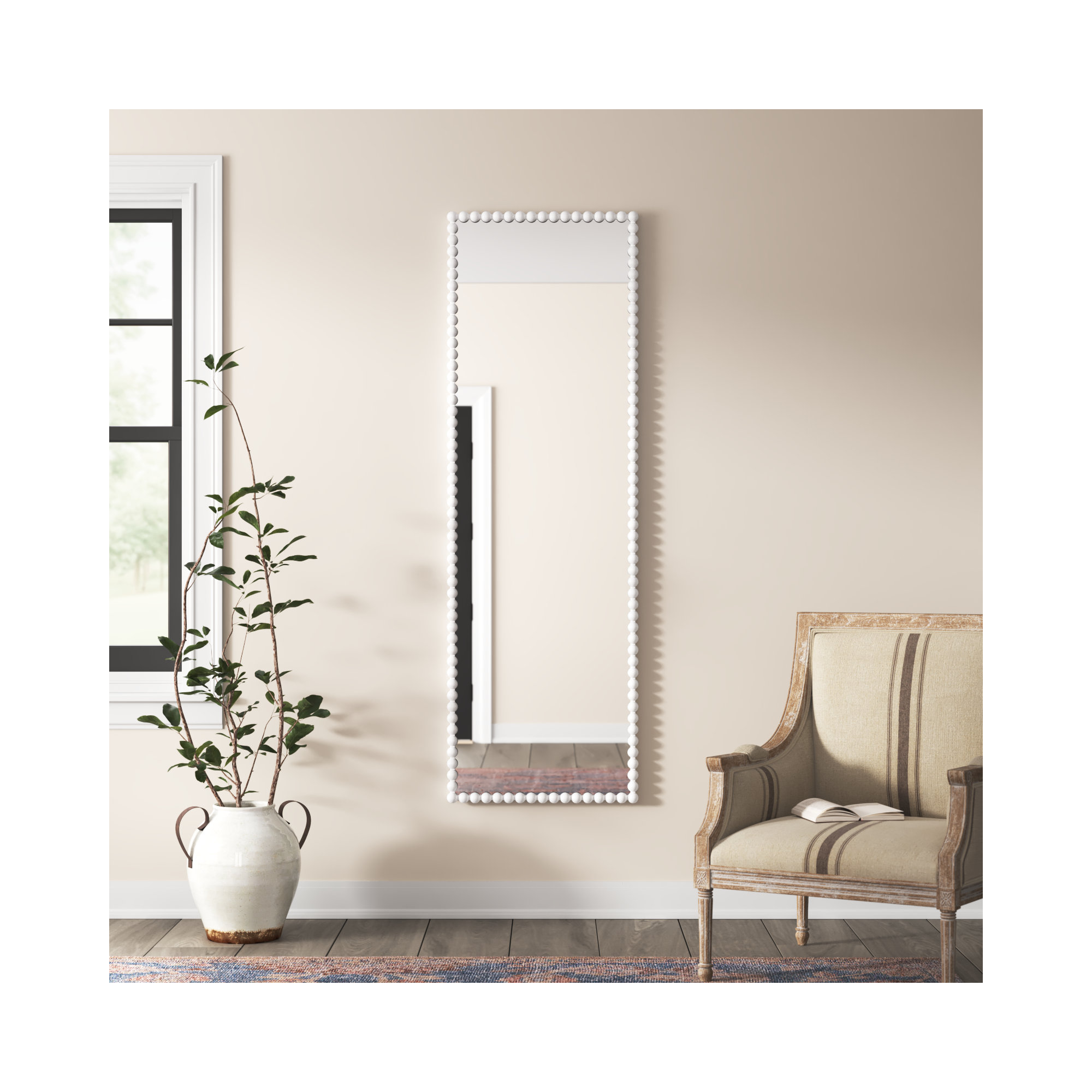 Sanne Metal Mirror, Satin White, 72.25" H x 23.38" W