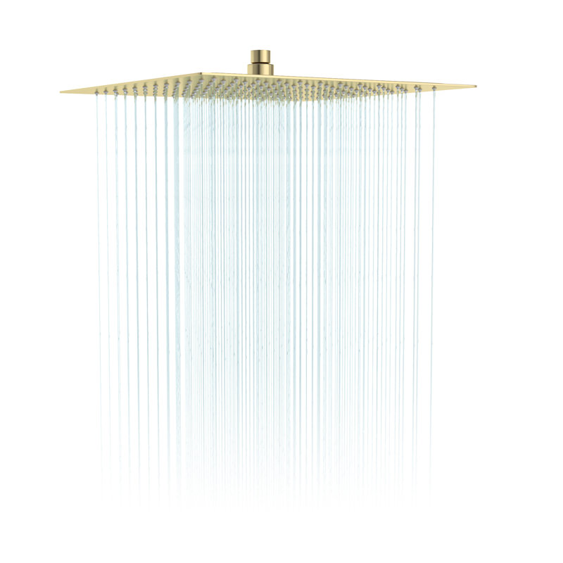 16-Inch Square Rain Showerhead Stainless Steel Large Ultra Thin Showerhead Only, Brushed Gold