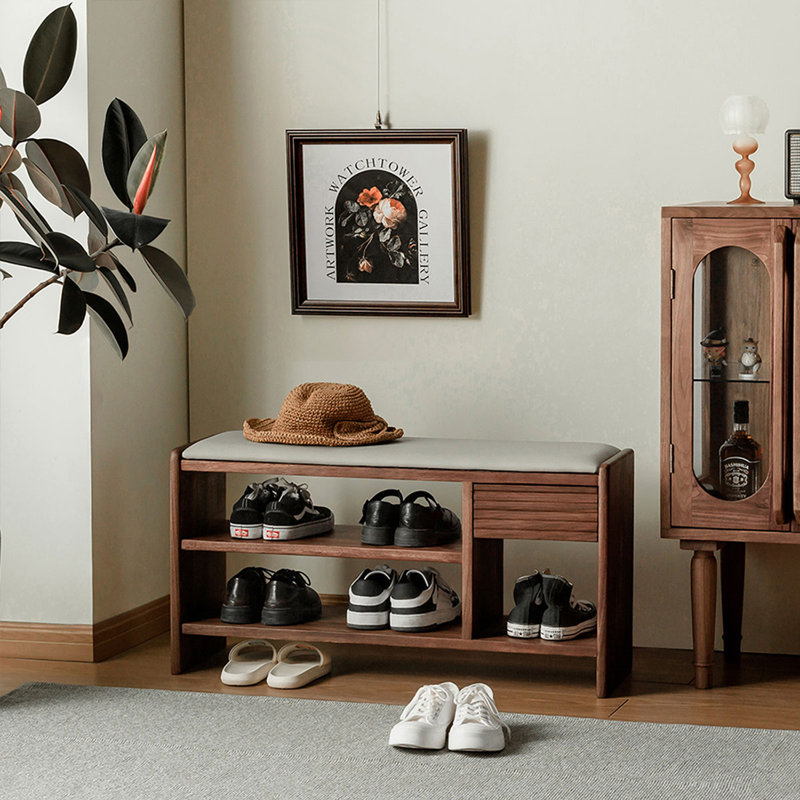 Brown Upholstered Bench