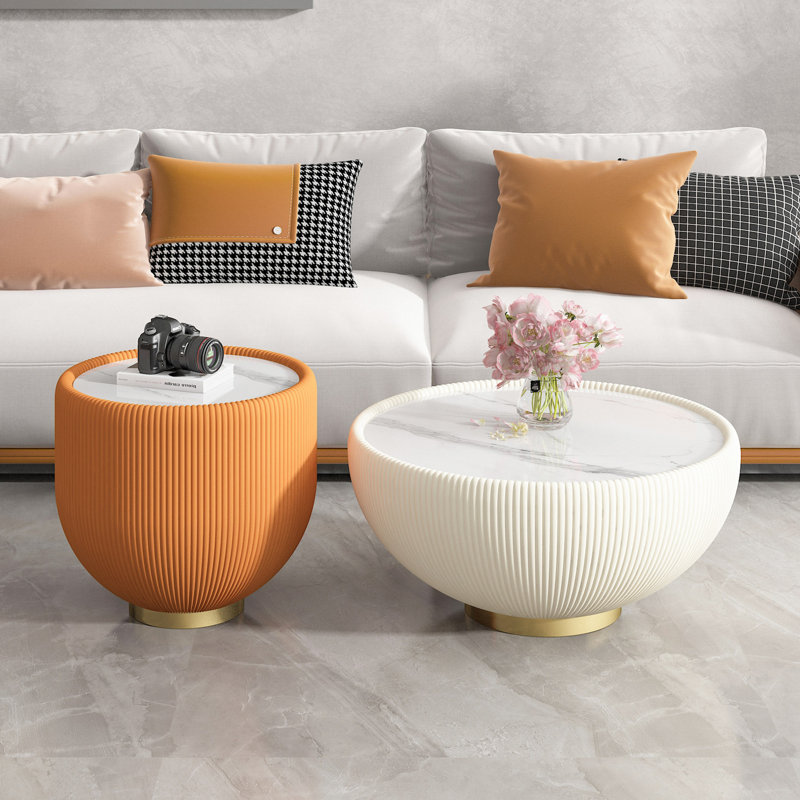 Table basse en forme de tasse, Orange, H 16,93 po x L 19,69 po x l 19,69 po