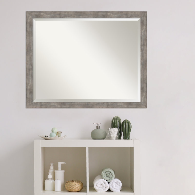 Miroir de salle de bain biseauté Mertle, 24,5 po x 30,5 po, Étain antique argenté