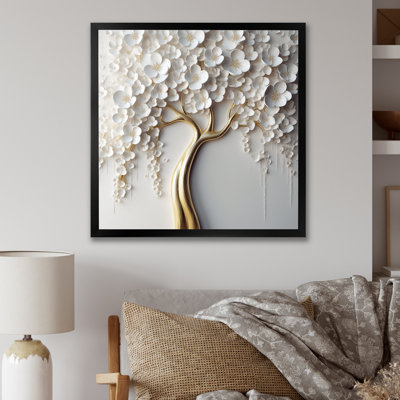 Orchidée blanche jardin de branches VII - impression florale murale grand arbre (sans texture)