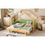 Lit simple en bois dans une cabane dans un arbre avec rails à coussin souple, pour enfants, adolescents, filles, garçons, vert