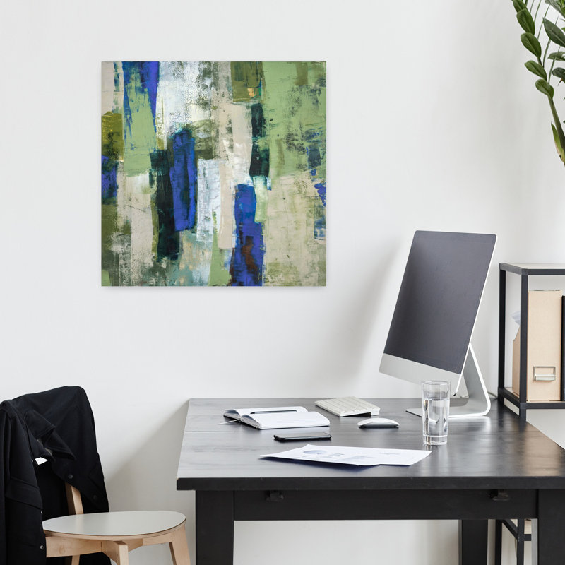 Foret D'Émeraude, art contemporain abstrait, H 18 po x l 18 po
