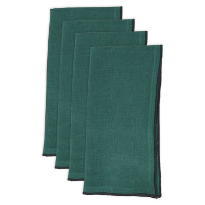 Ensemble de 4 serviettes carrées en lin sans motif Dartmouth