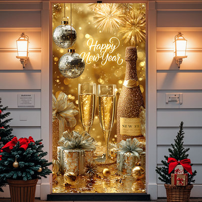 Happy Newyear Housse de porte Décoration de porte Porte suspendue Décoration de porte Tapisserie