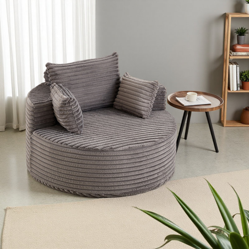 Canapé-lit simple en velours côtelé 50 po, sans assemblage requis, fauteuil moelleux moderne pour le salon, Gris