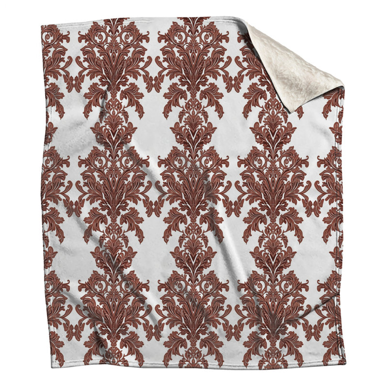 Couvertures brun à motif damassé, L 50 po x H 60 po