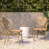 Indoor/Outdoor All-Weather Commercial Paris Chairs with Bamboo Print Frame