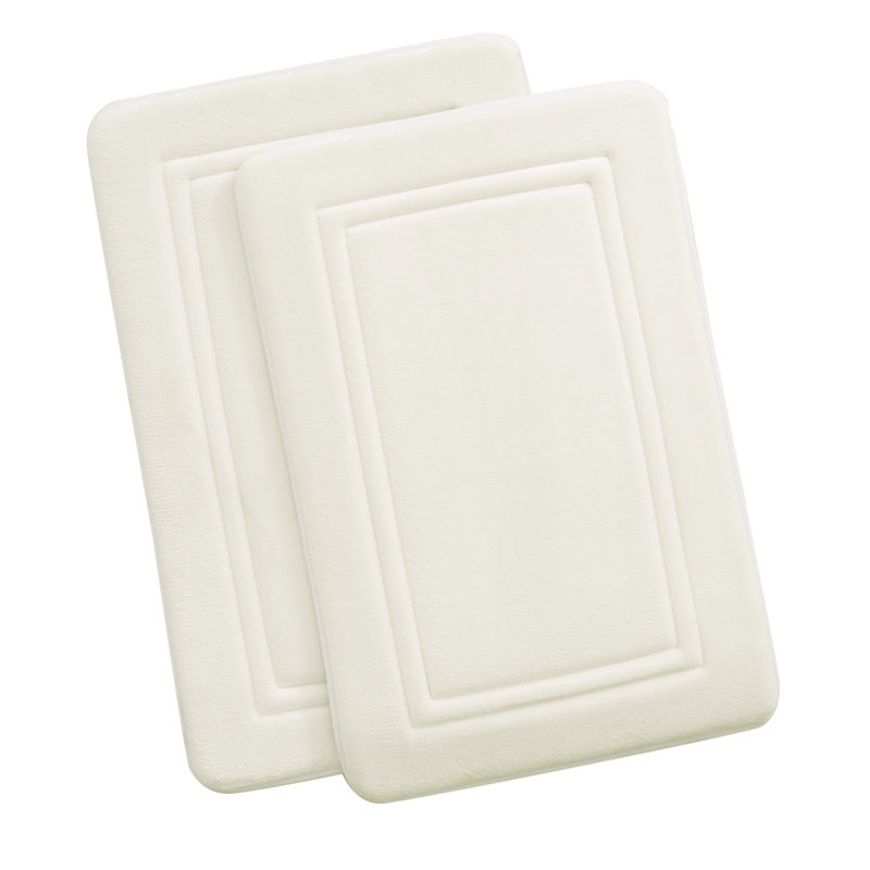 Baysen Memory Foam Bath Rug, Ivory, 20" W x 30" L