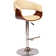 Allin Swivel Adjustable Height Bar Stool with Open Back in Faux Leather, Walnut Wood and Chrome