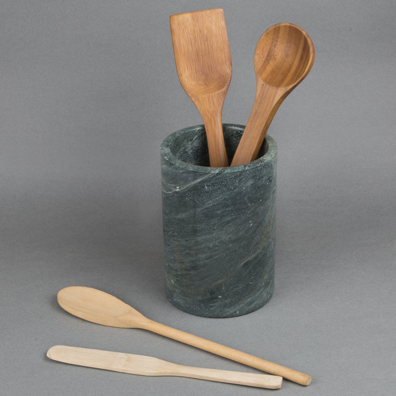 Porte-ustensiles de cuisine en marbre naturel, Vert