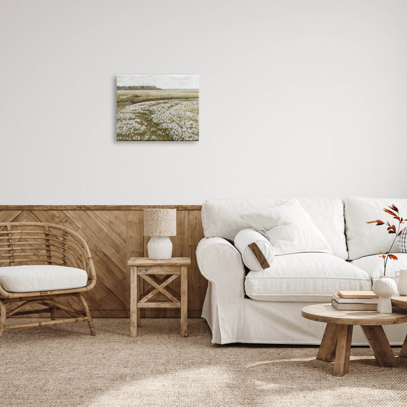 «Flower Meadow Landscape», art mural sur toile par lettrage et doublure, L 16 po x H 20 po x P 1,5 po, Toile tendue